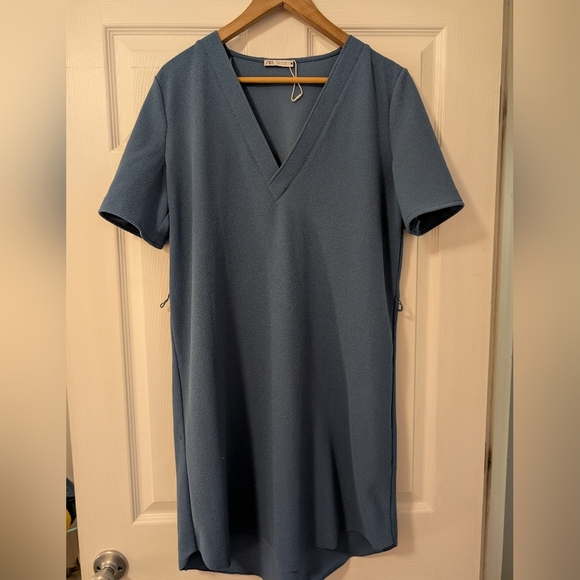 Zara Dresses & Skirts - Zara Blue Textured Dress